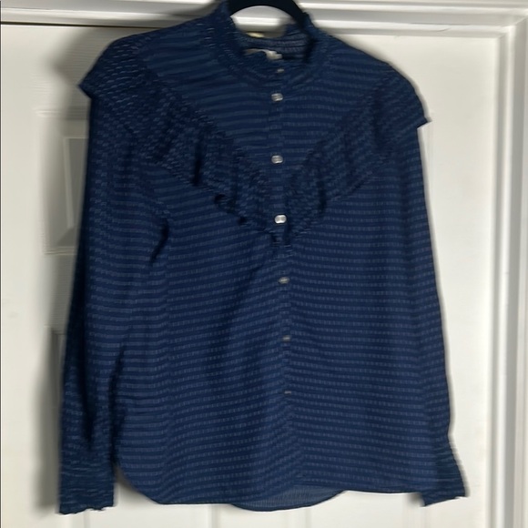 LOFT Navy Button Down Shirt - Picture 1 of 3